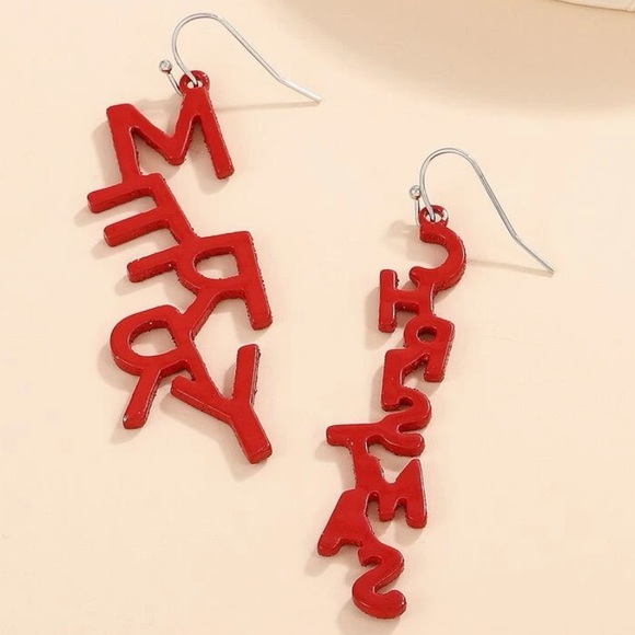 Merry Christmas Red Sparkle Earrings - Picture 4 of 7
